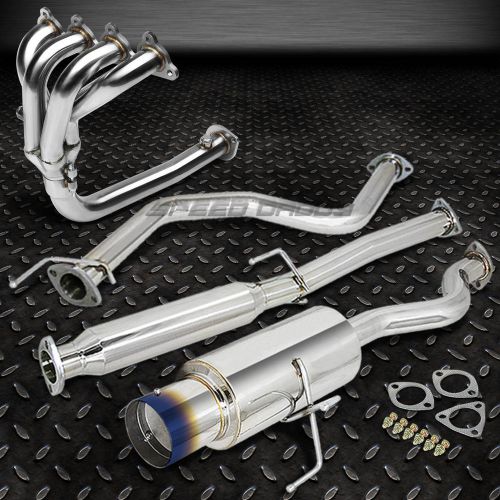 4.5&#034; burnt muffler tip racing catback+4-1 header exhaust for 92-95 civic 3dr eh