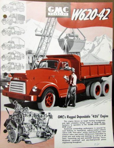 1953 gmc gasoline w620 - 42 truck tractor sales brochure data sheet original