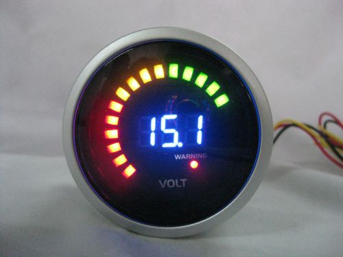 1x 2&#034;52mm 20led digital colorful volt racing gauge 8-18v car vehicle universal