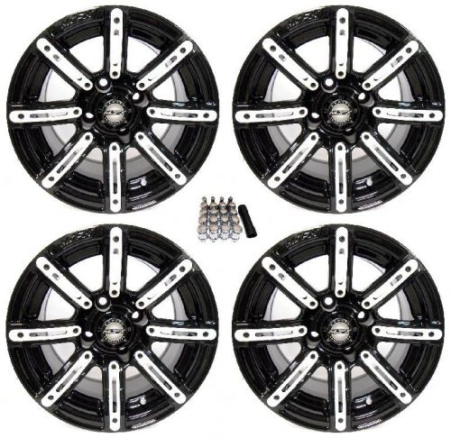 Madjax 14&#034; illusion black/white golf cart wheels/rims ez-go &amp; club car