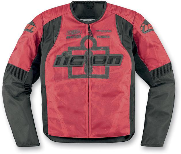 Icon overlord type 1 textile motorcycle jacket red sm/small