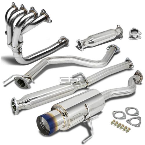 For civic eh 3dr 4.5&#034; burnt tip stainless steel catback+4-1 header+pipe exhaust