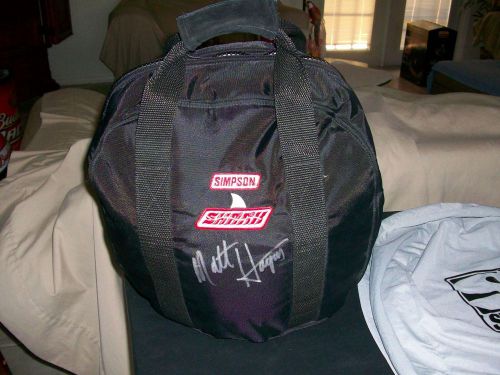 Simpson shark helmet bag with seperate case signed by matt hagan nhra top fuel !