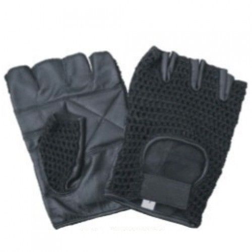 Black mesh fingerless motorcycle gloves, harley style