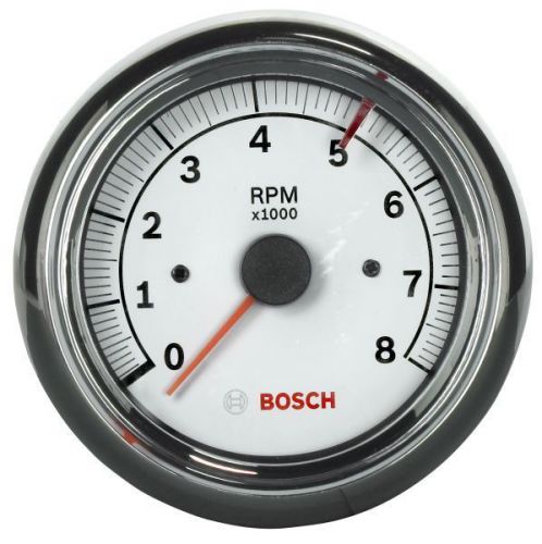 Bosch 3-3/8&#034; sun super tach ii tachometer white/chrome bezel fst7903  authorized