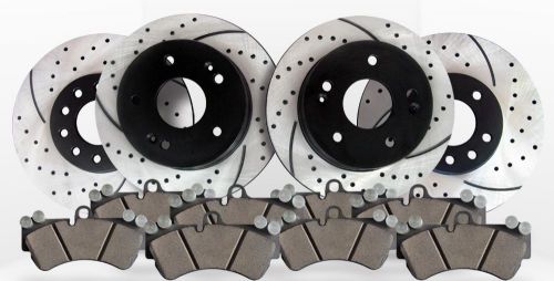 Front and rear brake kit drilled and slotted brake rotors &amp; ceramic brake pads
