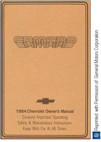 1984 chevrolet camaro owner&#039;s manual - gm part no. 14066000b