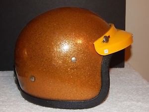 Vintage lsi-4150 gold flake motorcycle,minibike,or go cart helmet with yellow vi