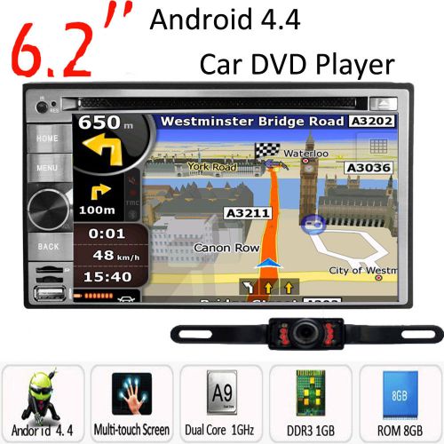 Dual core android 4.4 6.2&#034; gps nav car radio stereo dvd player wifi 3g free gift