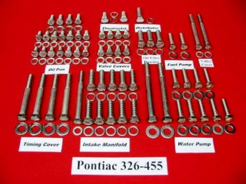 Pontiac 326 350 389 400 421 455 v-8 stainless steel engine hex bolt kit