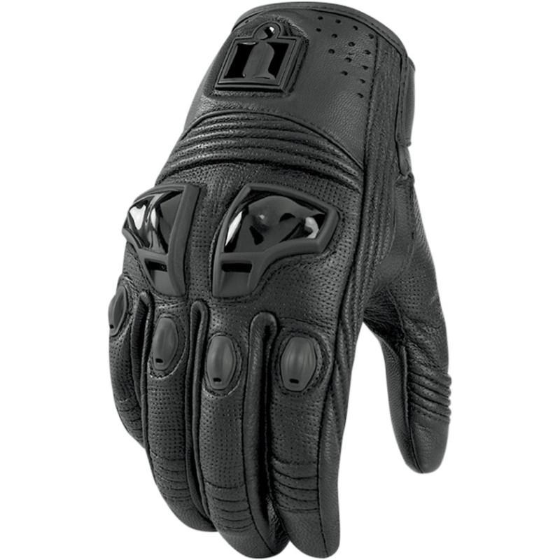 Icon black women's justice leather gloves for motorcycle harley street