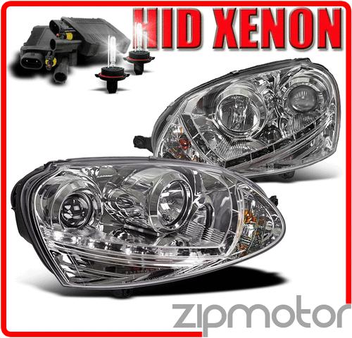 2006-2009 vw golf gti r32 jetta rabbit drl led projector headlights w/hid 6000k