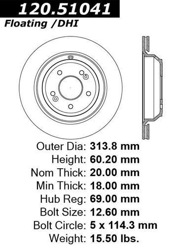 Centric 120.51041 rear brake rotor/disc-premium rotor-preferred