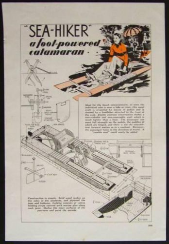 10&#039; foot powered catamaran boat 1937 how-to build plans