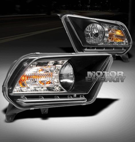 2010 2011 2012 ford mustang base/gt drl led crystal headlight lamp black signal