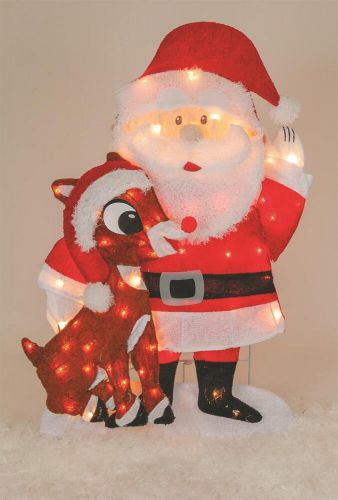 Rudolph and santa tinsel-light display 46440