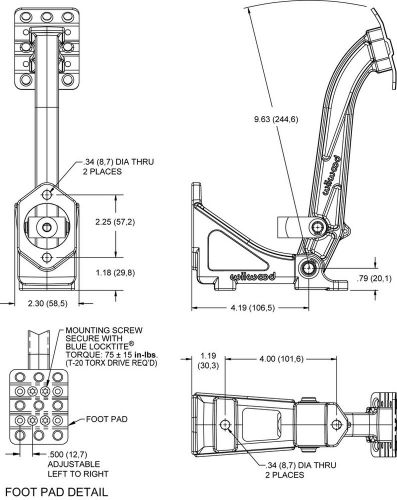 Wilwood 341-15169 floor mount clutch pedal kit