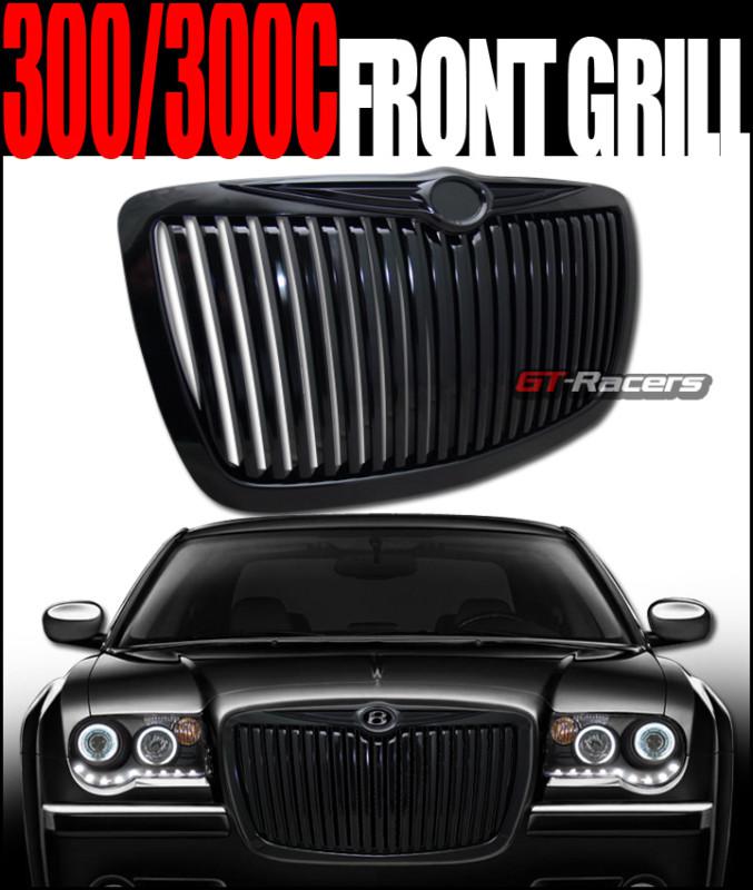 Black vertical style front hood bumper grill grille 2004-2010 chrysler 300 300c