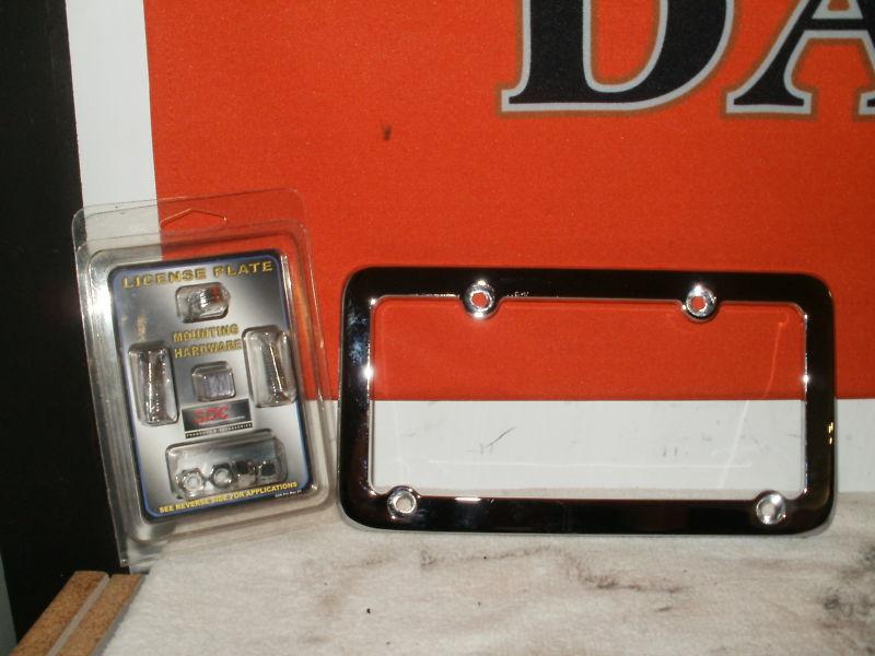 Harley sporster dyna softail signal dynamics chrome license plate frame w/ bolts