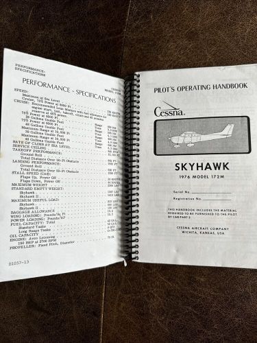 1976 cessna aircraft company, model 172m pilot&#039;s operating handbook skyhawks