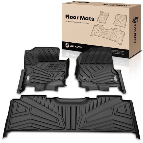 3pcs front &amp; rear black floor mats liners for ford f-250 f-350 super duty 17-22