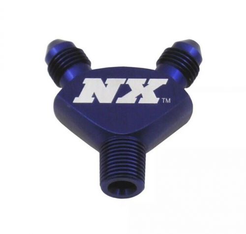 Nitrous express 16078 y fitting 1/8 npt to 3an blue