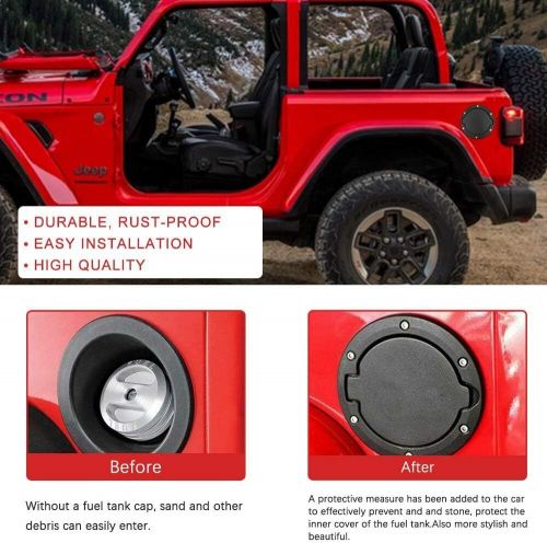 Fuel filler gas door tank black gas cover cap for jeep wrangler jk 2007-2017✨