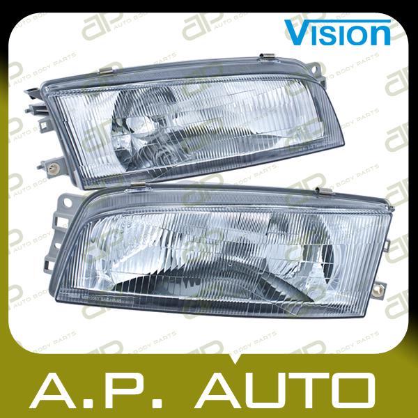 Pair head light lamp assembly 97-02 mitsubishi mirage 4 door sedan ls de es l+r