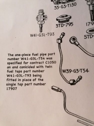 Matchless g3 fuel tank pipes nos