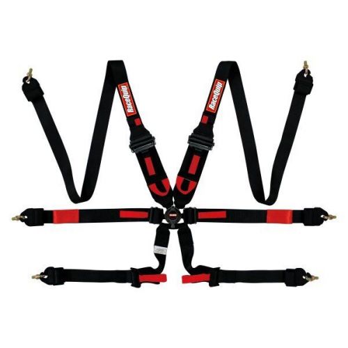 Racequip 6 point camlock hans pull down 2 inch lap seat belt set black 855005