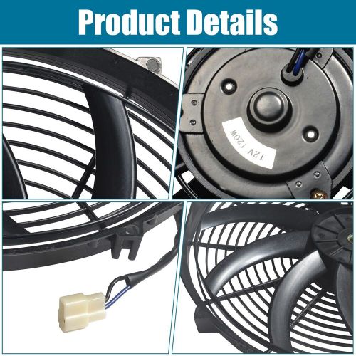 16&#034; universal slim fan push pull electric radiator cooling 12v 120w w/ mount kit