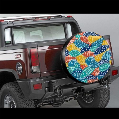 Cute colorful sea fish with polka dot wave stripe pattern ocean tire cover