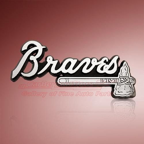 Mlb atlanta braves 3d chrome car emblem, easy install, licensed + free gift