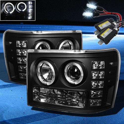 8000k slim xenon hid+07-13 sierra halo led projector headlights head lights set