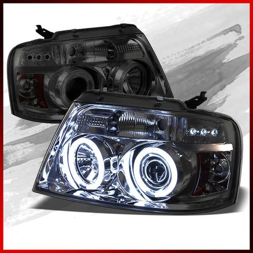 04-08 ford f150 f-150 pickup smoked ccfl halo led projector headlights lamp pair