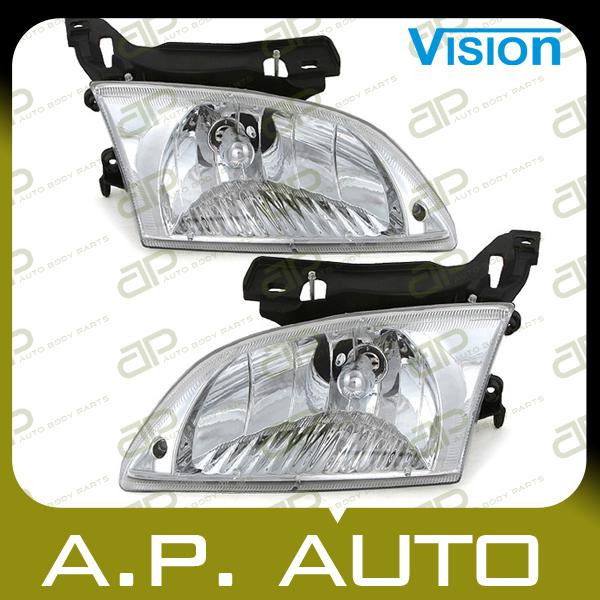 Pair head light lamp assembly 00-02 chevy cavalier base ls z24 sport lh+rh new