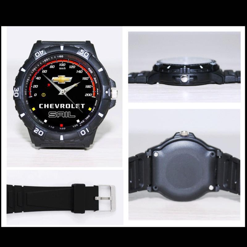 -hot- chevrolet sail police speedometer style custom black sport quartz watch