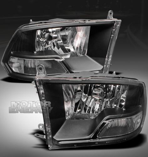 2009-2012 dodge ram pickup crystal headlight lamp black 2010 2011 1500 2500 3500