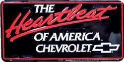 Chevrolet heartbeat of america license plate car truck 