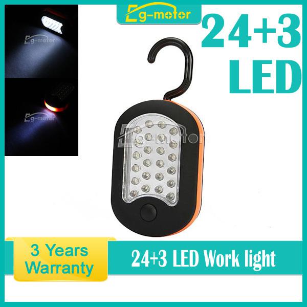 Portable orange 24+3led camping car truck waterproof light lamp flashlight