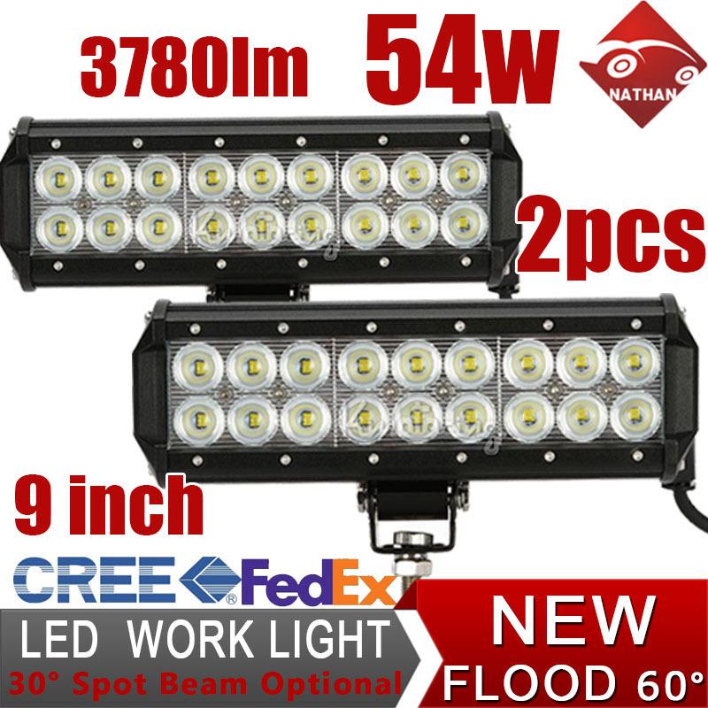 2x 54w cree flood work led offroad light bar driving 4wd 4x4 pickup van 12v 24v