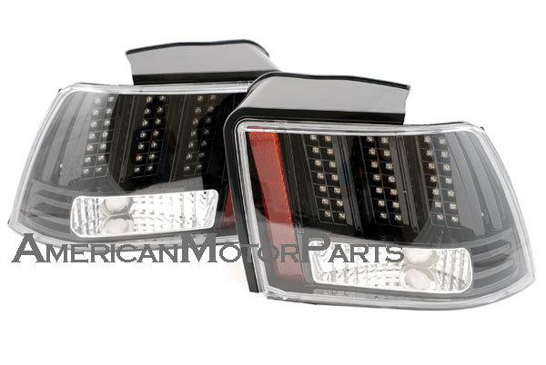 Depo pair euro style black altezza tail lights w/ led 99-04 ford mustang