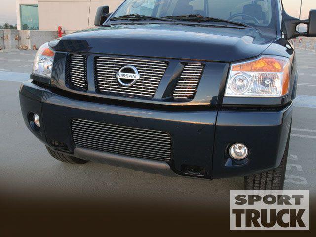 2008-2011 nissan titan billet grille combo set logo exposed upper lower grilles