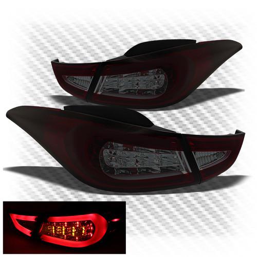 Fit 11-13 elantra red smoked philips-led perform tail lights w/red light tube