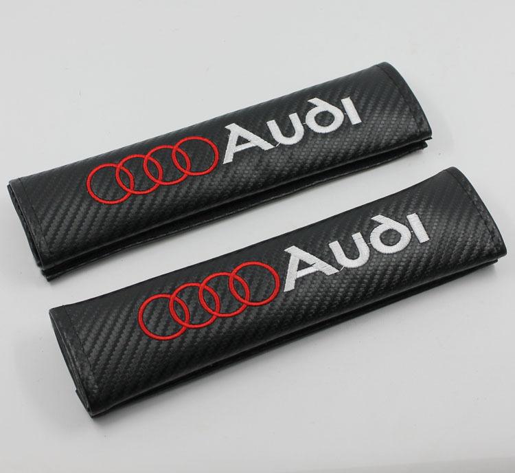 A pair carbon fiber car seat belt shoulder pads for audi a4 q3 q5 q7 s4 s6 s8 tt