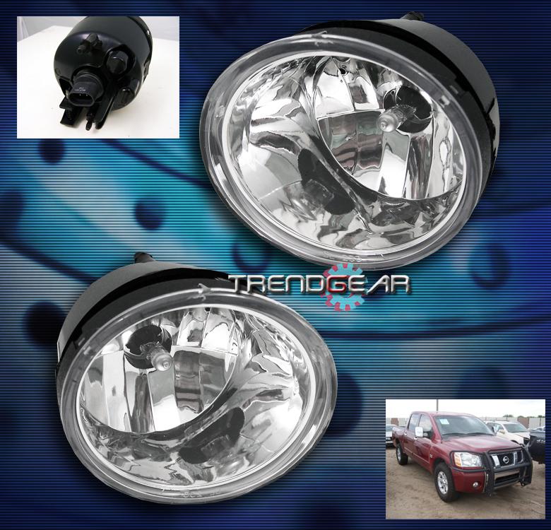 04-12 nissan titan/05-07 armada bumper driving chrome fog lights lamp kit w/bulb