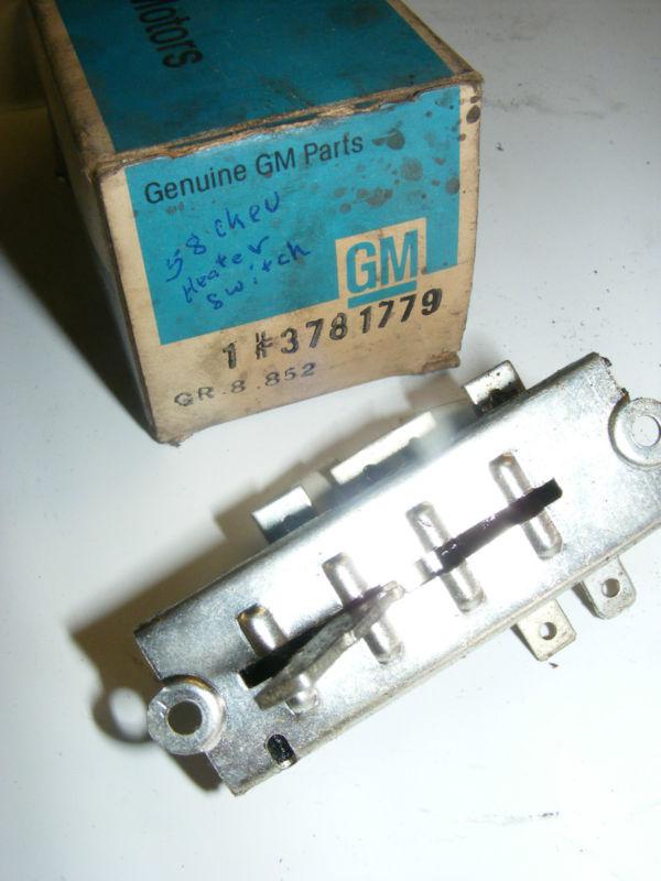 1958 chevrolet passenger heater switch nos new 3741646 3781779