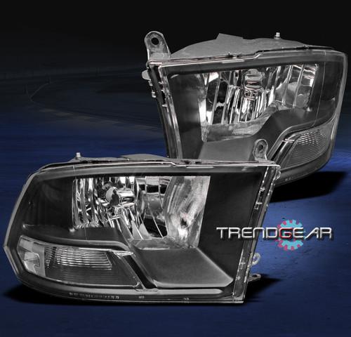 09-12 dodge ram pickup truck crystal headlights lamps black 10 11 1500 2500 3500