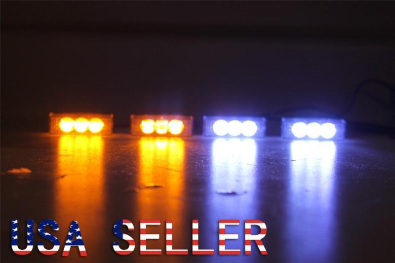 12 led car truck boat strobe emergency flash light deck dash grill white amber