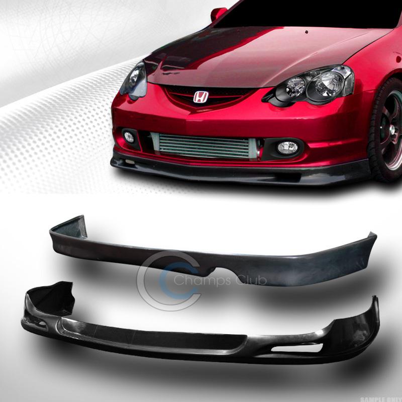 Black spoon pu front+t-r rear spoiler bumper lip body kit 02-04 acura rsx dc dc5